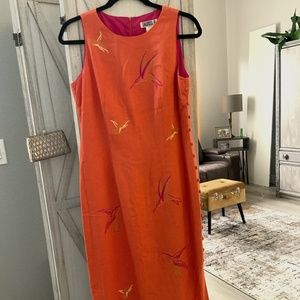 Taurus II orange linen maxi dress